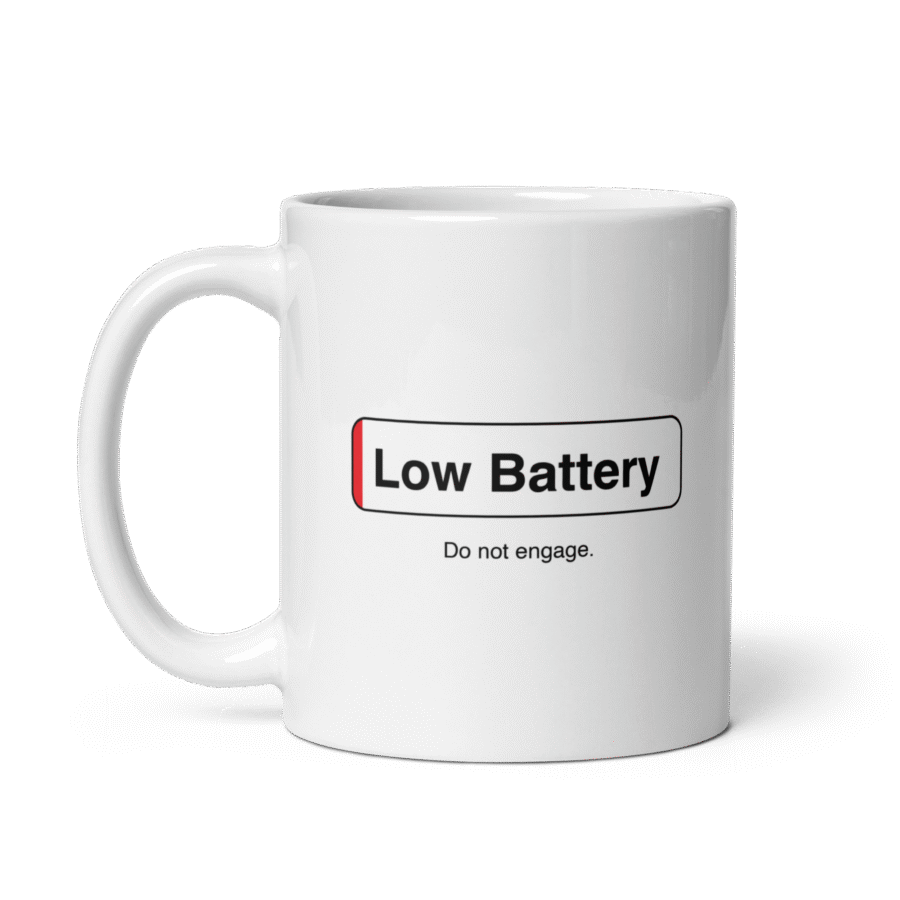 Low Battery White Mug